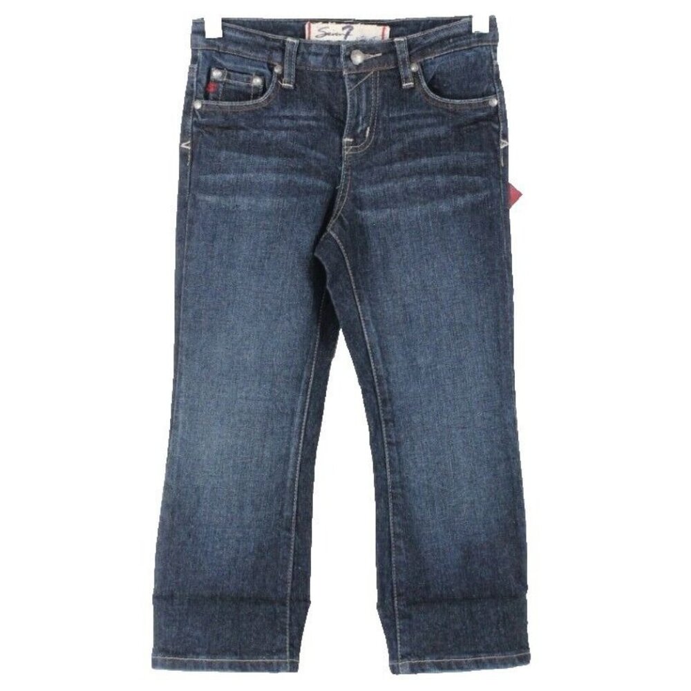 Seven Premium Sz 8 x 19 Blue Cotton Blend Denim Crop Capri Jeans